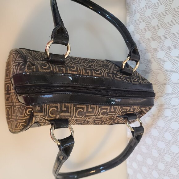 Liz Claiborne Set - Barrel Bag and Wallet - Brown and Cream Logo - Picture 11 of 14